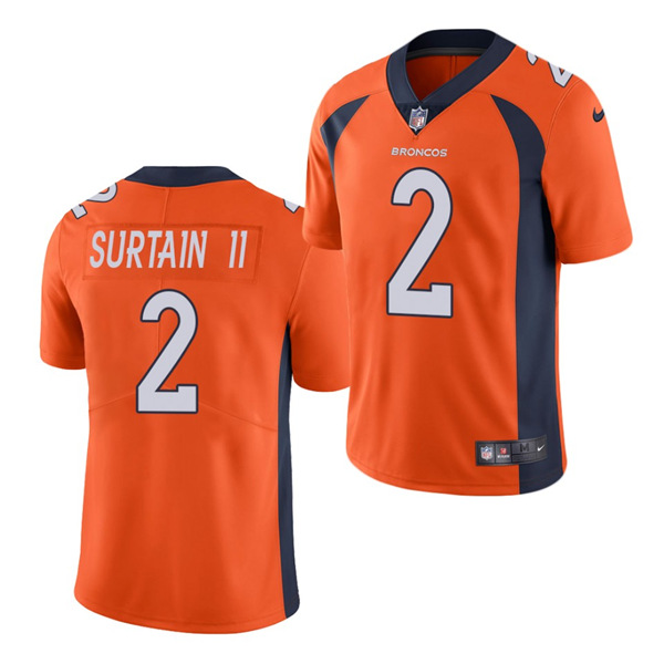 Women's Denver Broncos #2 Patrick Surtain II Orange Vapor Limited Stitched Jersey(Run Small)